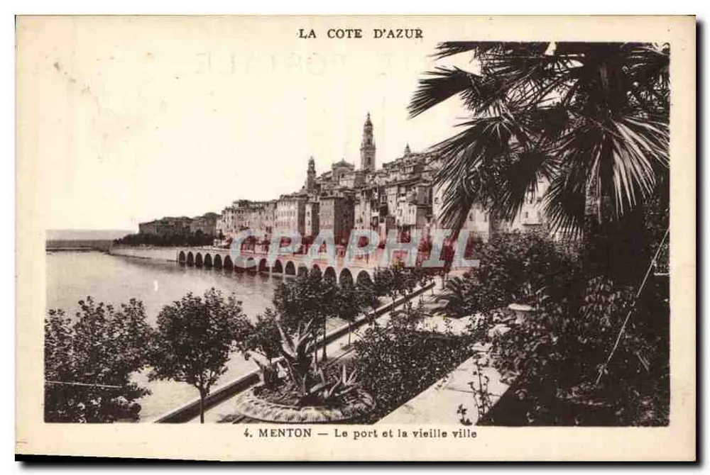 Menton — Der Hafen und das alte Stadttor — Munier, Nice - Vorderseite