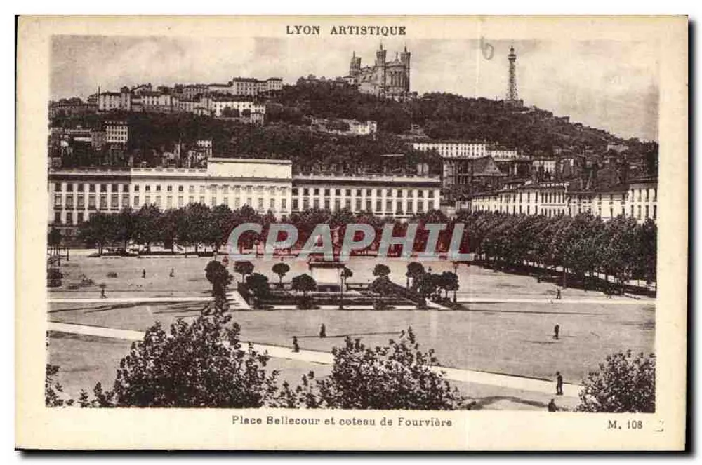Place Bellecour und Fourvière-Hügel — Lyon — Künstlerische Lyon, Nr. 108 - Vorderseite