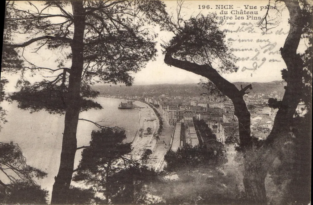 Nice — Aussicht vom Schloss zwischen den Kiefern — 1906 - Vorderseite