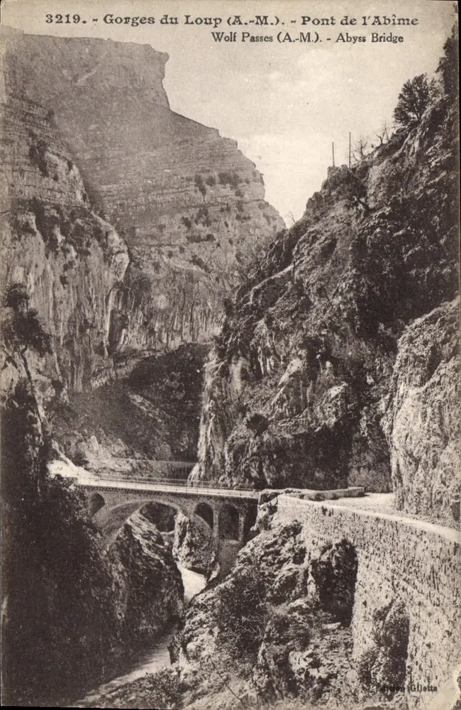 Gorges du Loup (A.-M.) — Ponte da Abîme — Editor Glietta, n° 3219 - Frente