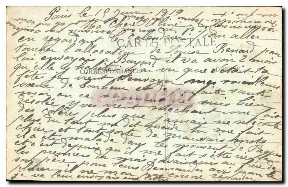 Jovem mulher com chapéu de borda larga — segurando um cesto de flores — Editor A. H. Paris - Verso