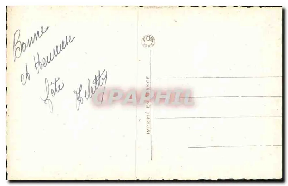 खुशहाल युवा महिला — शुभकामना कार्ड — F.O.P. पेरिस संख्या 3823 - पीछे