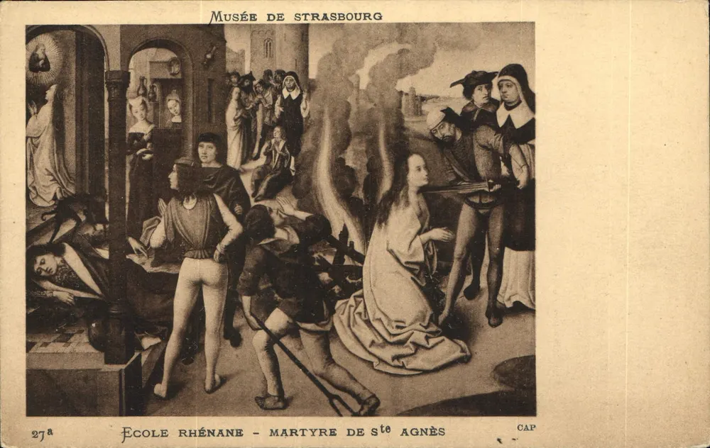 Scuola renana - Martirio di santa Agnese — Museo di Strasburgo, n° 27a, editore CAP - Recto