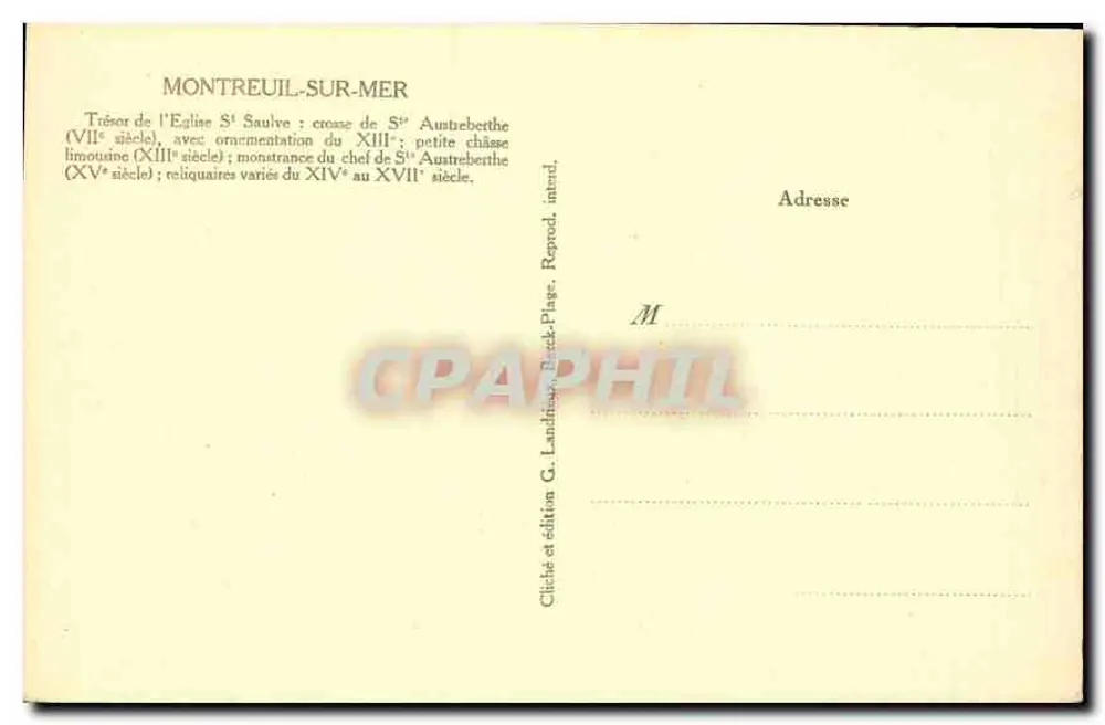 Montreuil-sur-Mer — Schatz der Kirche Sainte-Sauve — Verlag G. Landini, Paris - Rückseite