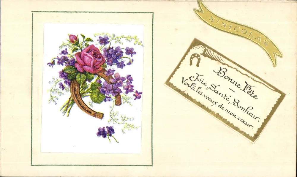 Bloemenvoorwerp met stijgbeugel — Saint Nicolas — onbekende uitgever - Voorkant