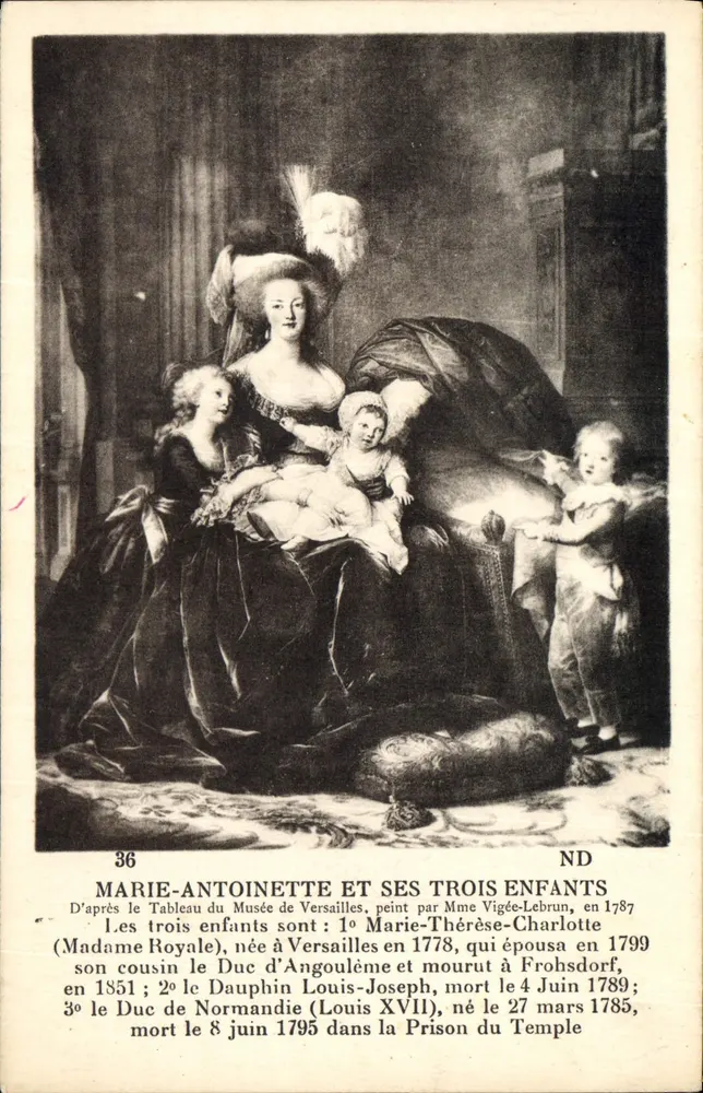 Marie-Antoinette und ihre drei Kinder — Nachbildung eines Gemäldes von Mme Vigée-Lebrun, 1787 — Serie 36 - Vorderseite