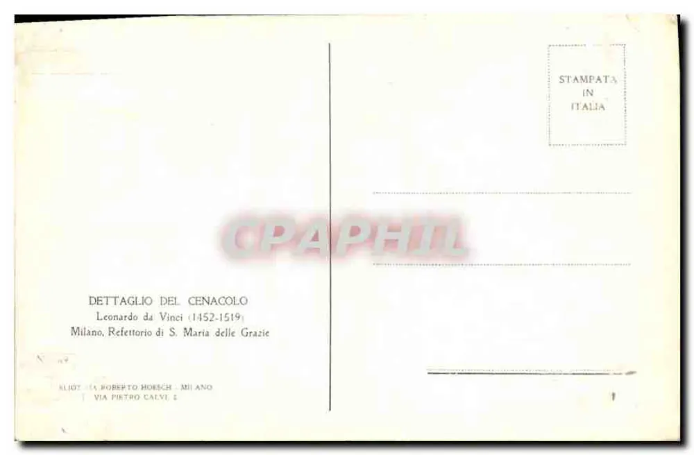 Último jantar do Cristo — detalhe do Cenacolo — editor Roberto Hoesch, Milão - Verso