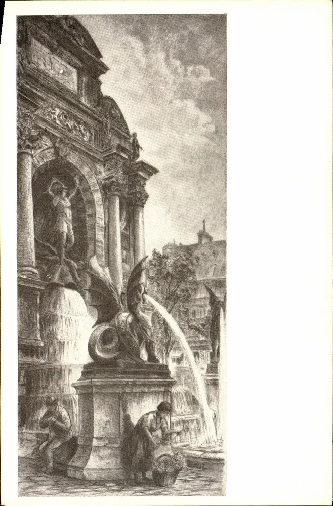 Fontaine Saint-Michel — Paris — reprodução segundo A. Dallemagne - Frente