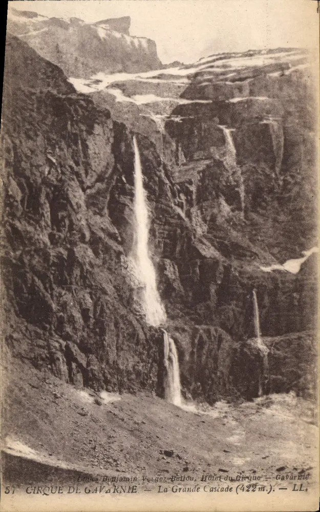 Cirque de Gavarnie — A Grande Cascata (422m) — Editor Benjamin Vergez-Bellou, n°57 - Frente