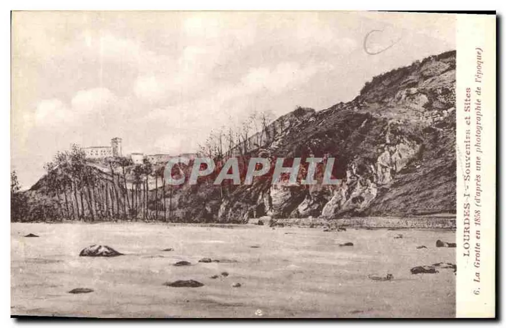 Lourdes - De Grot - Locaties en Herinneringen - (naar een foto van 1858) - Voorkant