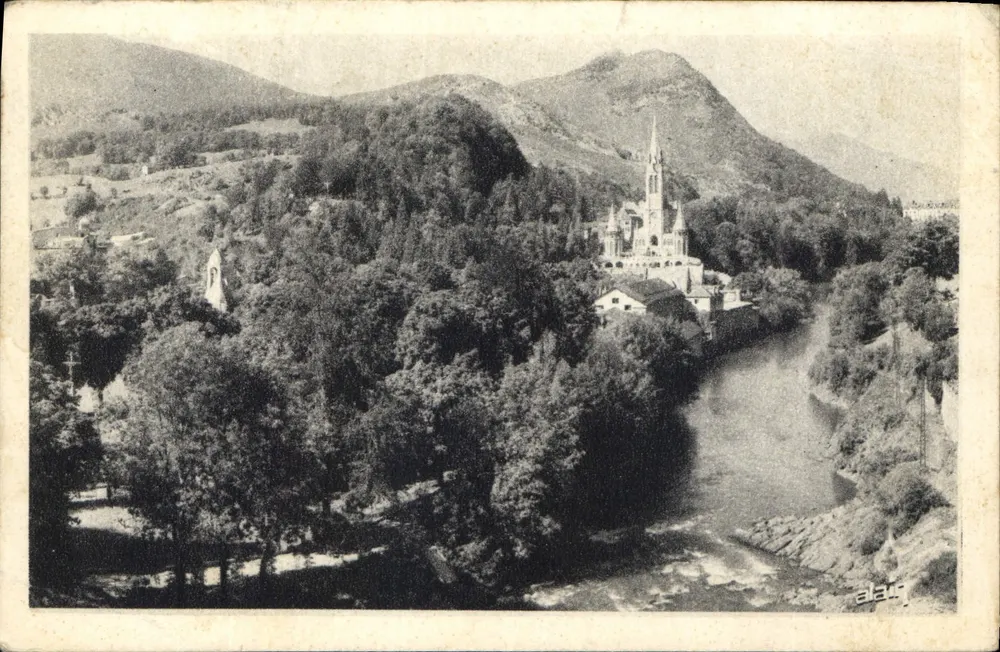 Lourdes — A Basílica e o Gave — Edições d'Art C. L. D., 65 - Frente