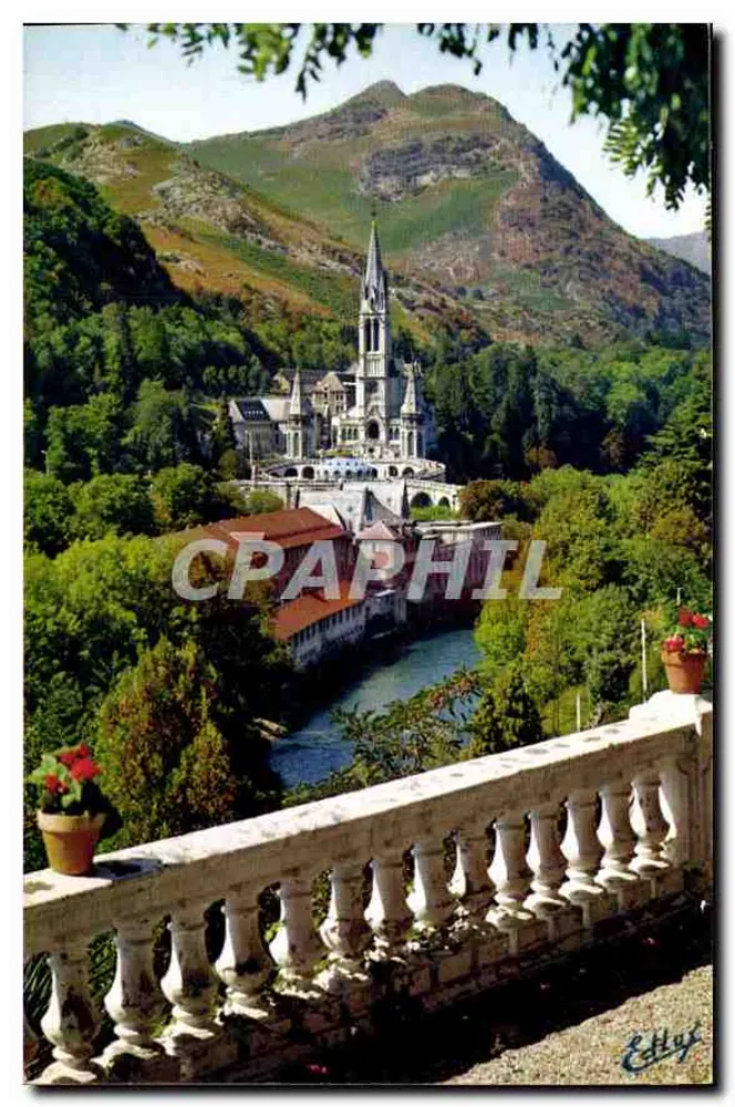 Lourdes — A Basílica e o Gave — Edição A. Doucet, Lourdes - Frente