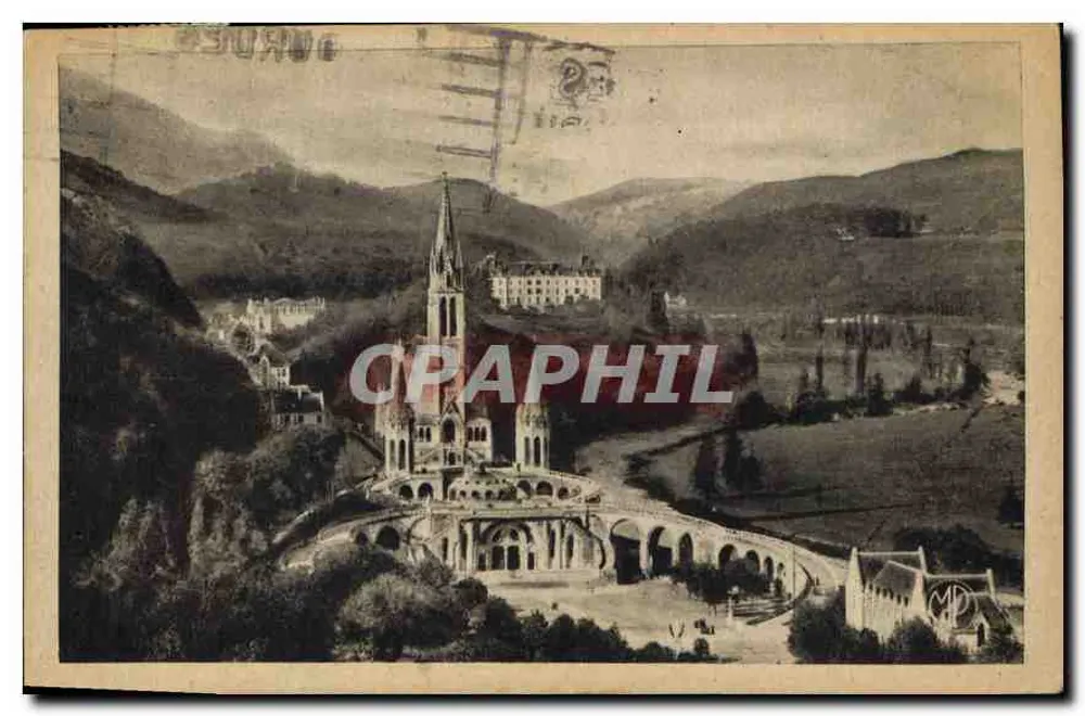 Lourdes — A Basílica vista do Forte — Éditions Midi-Pyrénées - Frente