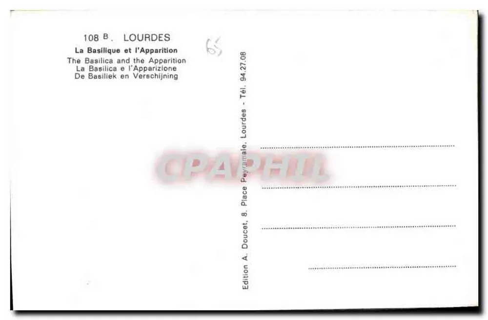 Lourdes — Aparecida de Nossa Senhora — Edição A. Doucet - Verso