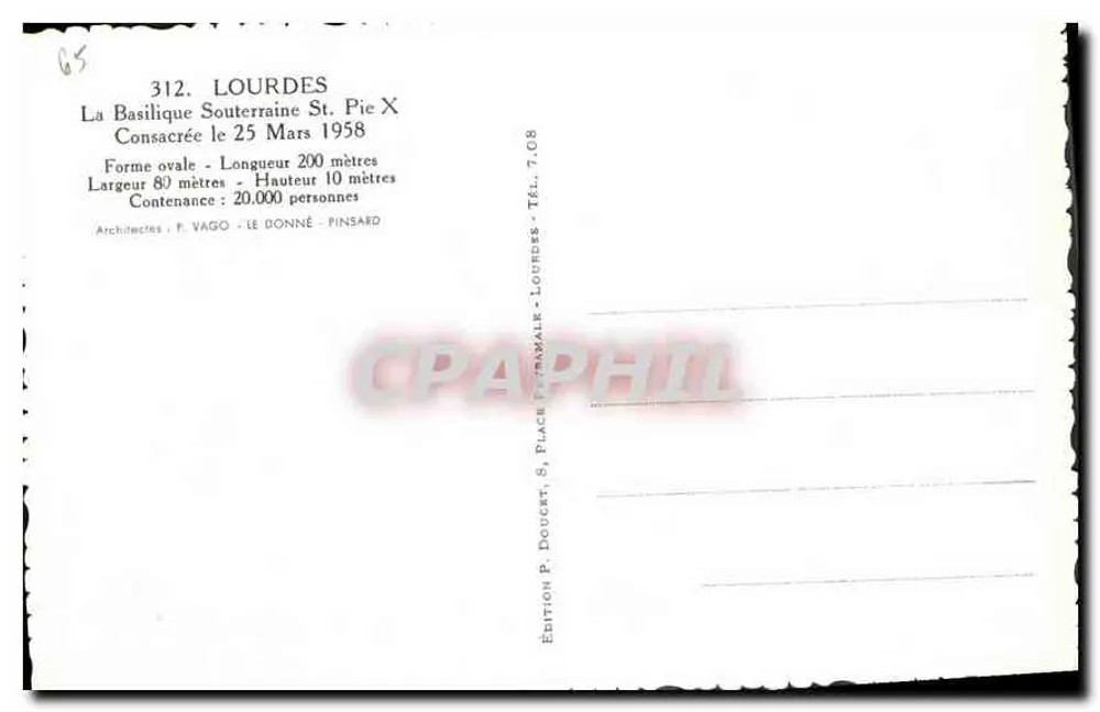 Lourdes — Die unterirdische Basilika Saint-Pie X — Édition P. Doucet, Lourdes - Rückseite