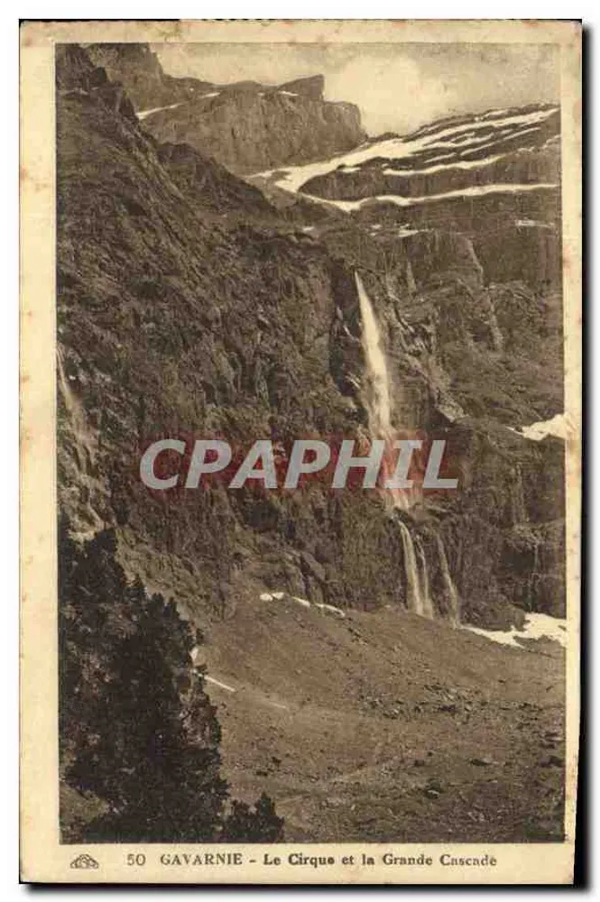 Gavarnie - O Circo e a Grande Cascata — Bilhete postal antigo n°50 - Frente