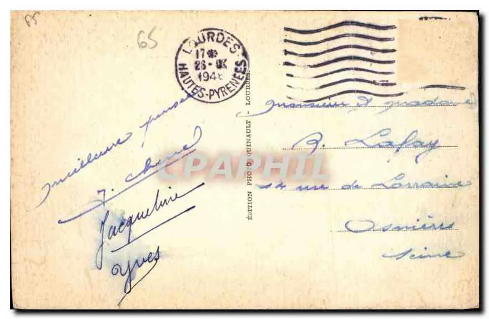 Lourdes - Die Basilika, Ansicht vom Château-Fort — Édition Photo Quinault, n°33 - Rückseite