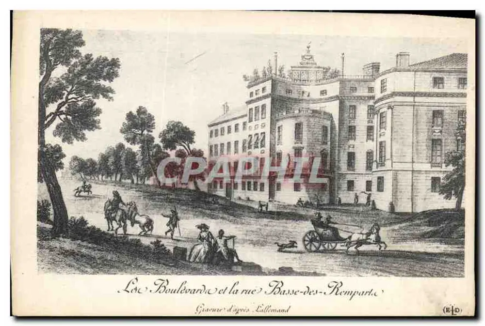 Der Boulevard und die Rue Basse-des-Remparts — Kupferstich nach Lullemand - Vorderseite