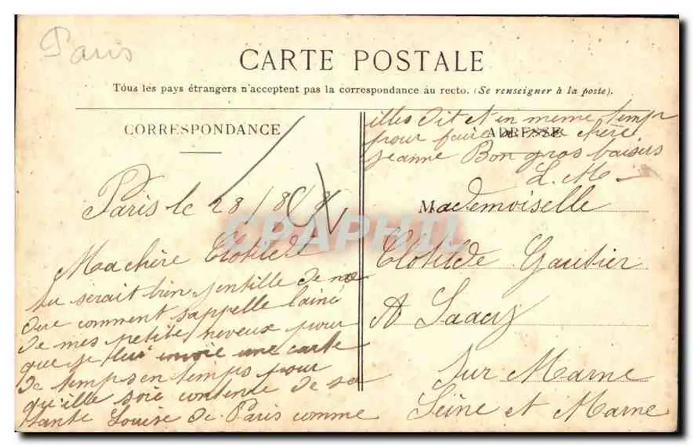 Busto de Coulin — Monumento aos Mortos — Paris, 1893 — Editor: Sesanes - Verso