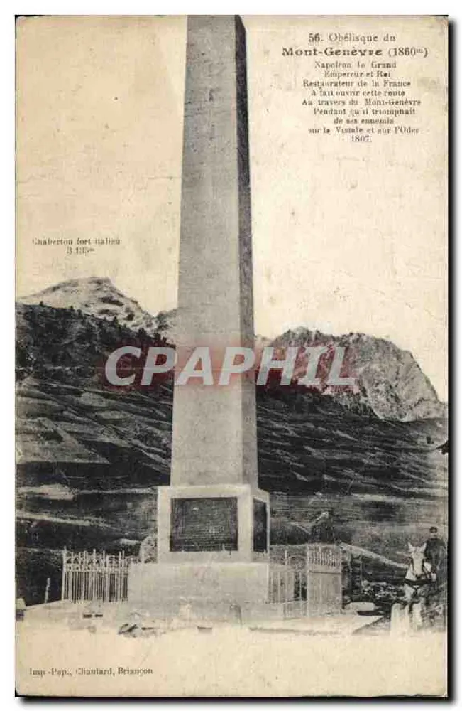 Obelisco del Mont-Genèvre (1860) — Napoleone I — Imp. Pap. Chiantard, Briançon - Recto