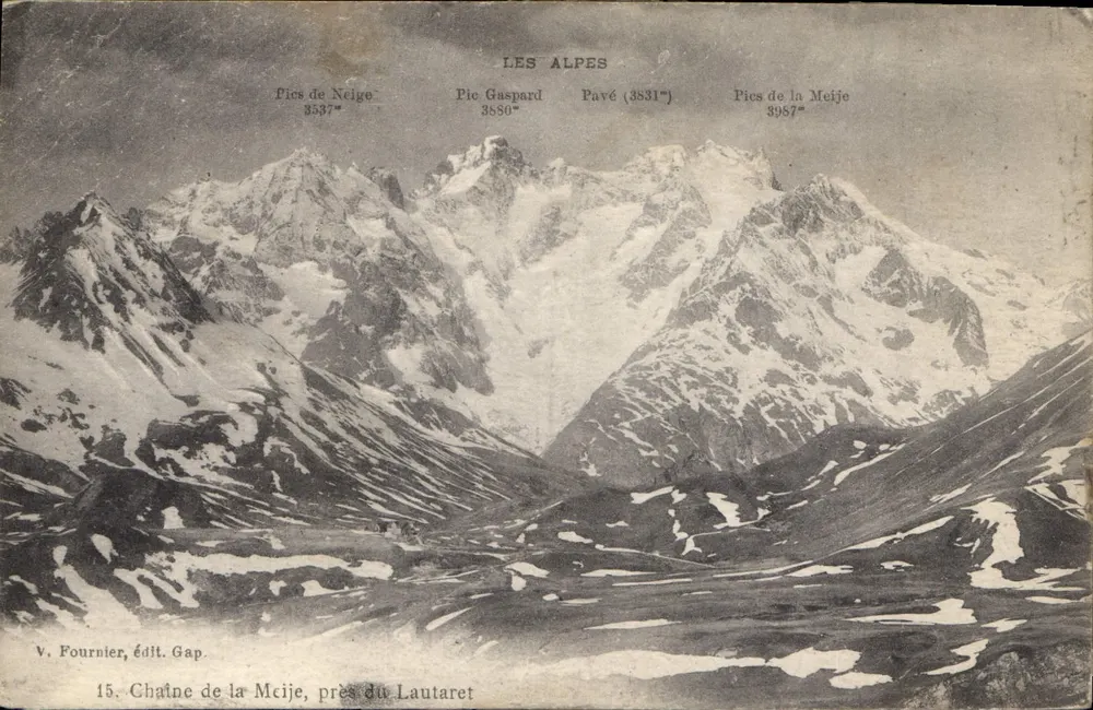 Die Alpen — Kette der Mecije, nahe dem Lautaret — V. Fournier, Verlag Gap, n°15 - Vorderseite