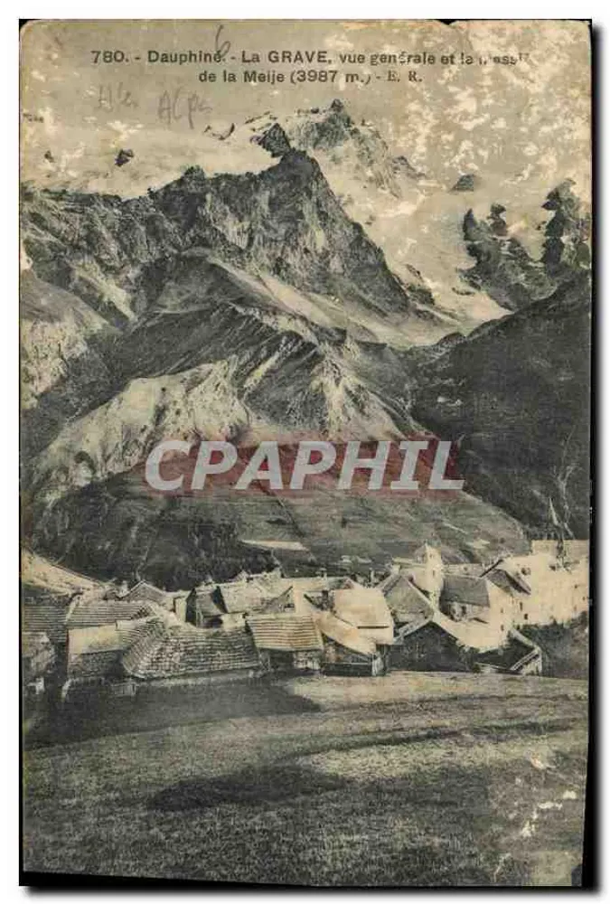 La Grave - vista geral e o maciço da Meije (3987 m.) - Dauphiné - Frente