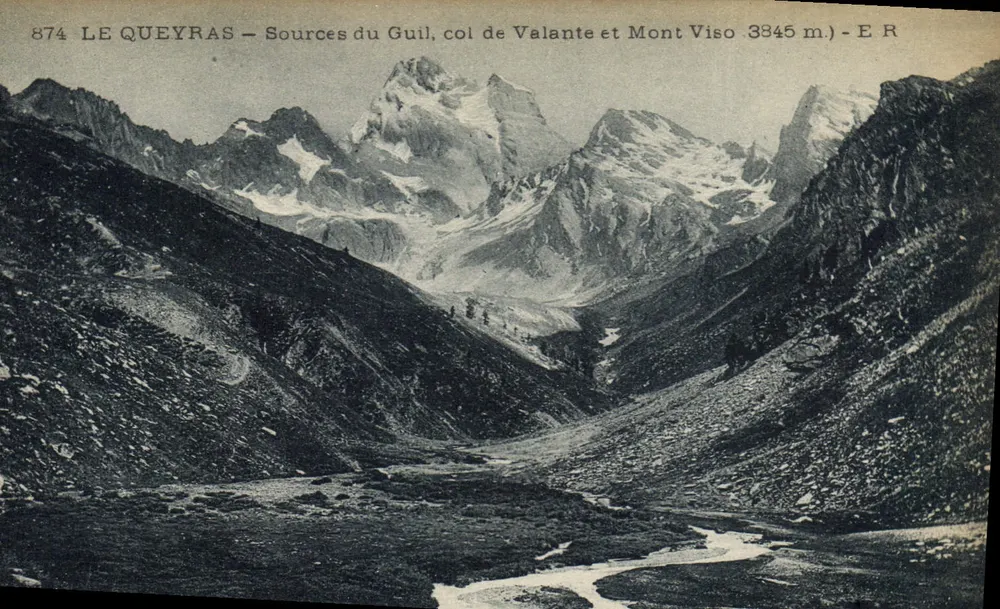 Le Queyras — Quellen des Guil, Pass de Valante und Mont Viso 3345 m. — E R - Vorderseite