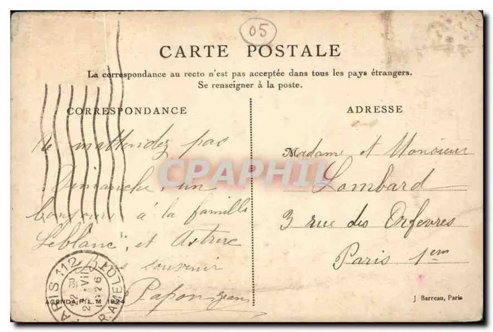 Dauphiné - Vallouise und die Bœufs Rouges — Agenda P.L.M. 1924 - Rückseite