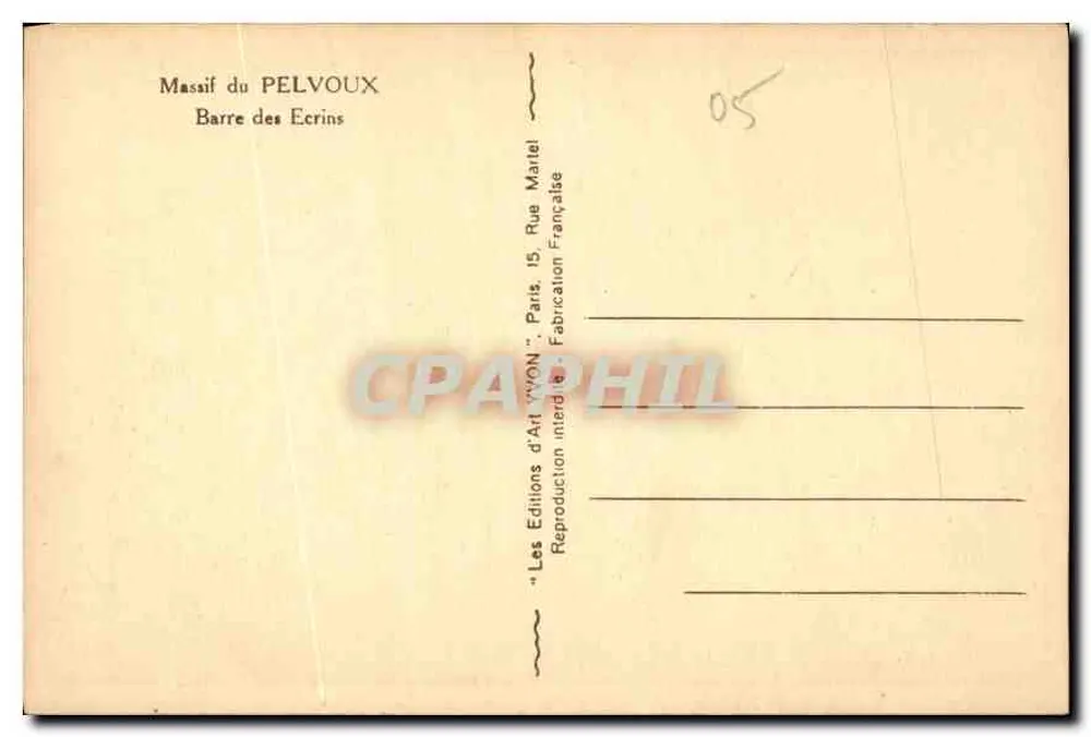 Massif do Pelvoux — Barre des Écrins — Edições d'Art Yvon, Paris - Verso