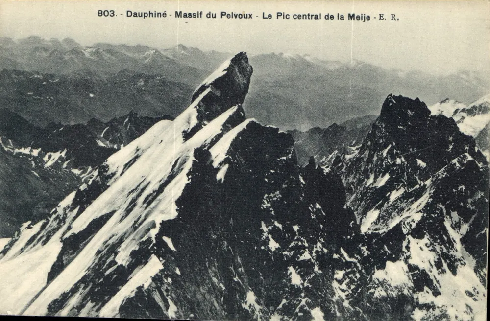 Dauphiné - Massif du Pelvoux - Zentralgipfel der Meije - E. R. - Vorderseite