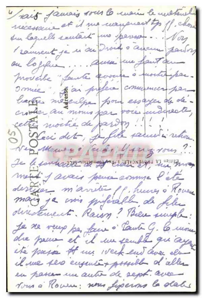 Gorges do Queyras (H.-A.) — Estrada de Barcelonnette a Briançon — 1905 - Verso