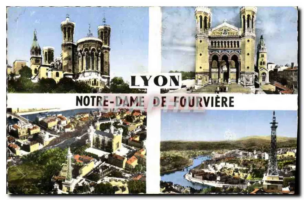 LYON — Ansicht der Notre-Dame de Fourvière und der Metalltürme — Les Éditions J. CILLARD (Rhône) n°36.108 - Vorderseite