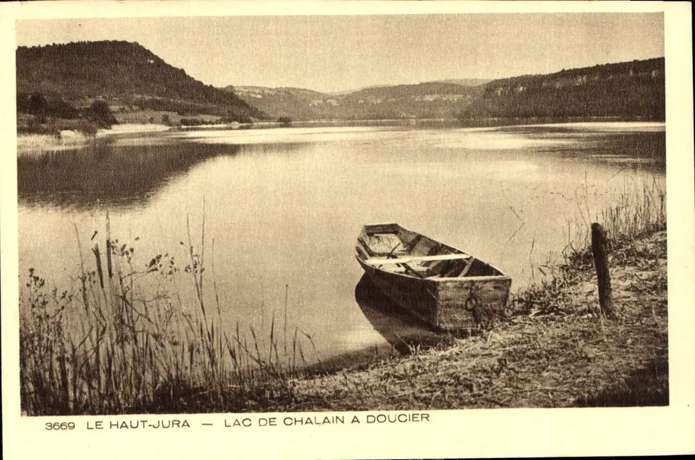 O Alto Jura — Lago de Chalain em Doucier — editor Braun & Cie, Mulhouse-Dornach, n° 3669 - Frente