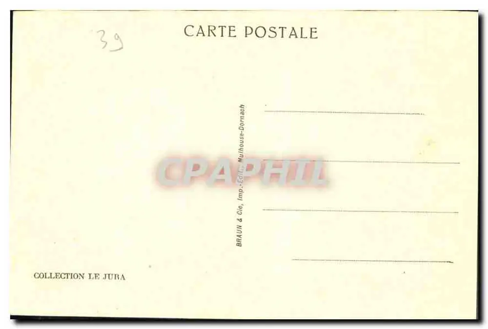 O Alto Jura — Lago de Chalain em Doucier — editor Braun & Cie, Mulhouse-Dornach, n° 3669 - Verso