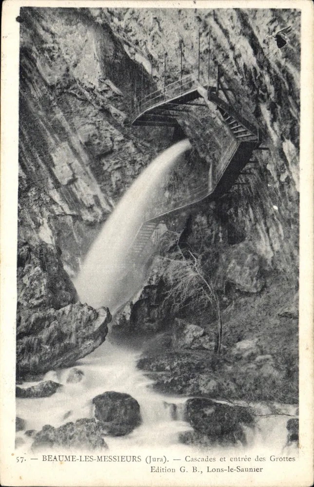 Beaume-les-Messieurs (Jura) – Wasserfälle und Eingang zu den Höhlen – Édition G. B., Lons-le-Saunier - Vorderseite