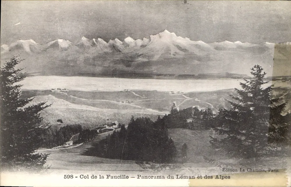 Col de la Faucille — Panorama des Sees Léman und der Alpen — Edition Le Chamois, Paris - Vorderseite