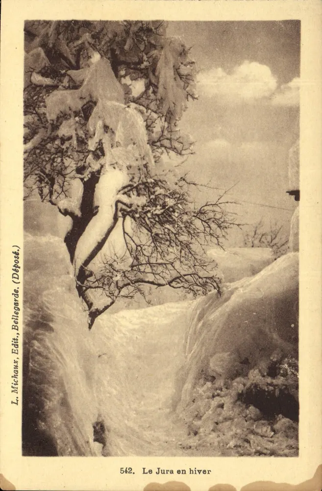 O Jura no inverno — vista da cascata congelada — L. Michaux, Ed. Bellegarde, n° 542 - Frente