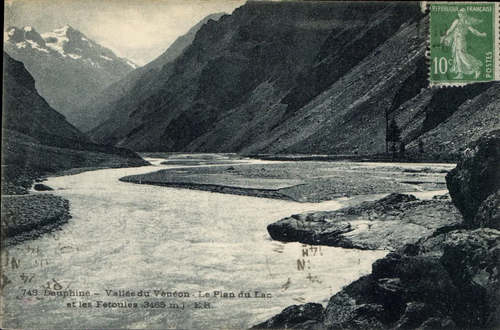 Dauphiné — Tal der Vénéon — Der Plan des Sees und die Fétoules 3465 m — E.R. - Vorderseite