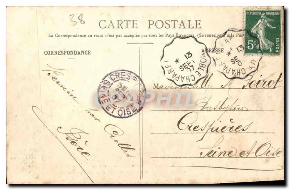 Tal des Venéon oberhalb von LA BÉRARDE — Glacier de la Pilatte — Le Jocelme, 1585 m — Pic des Aupillons, 1506 m — Crête des Beaufs-Rouges links — Edition Galeries Modernes, Grenoble - Rückseite