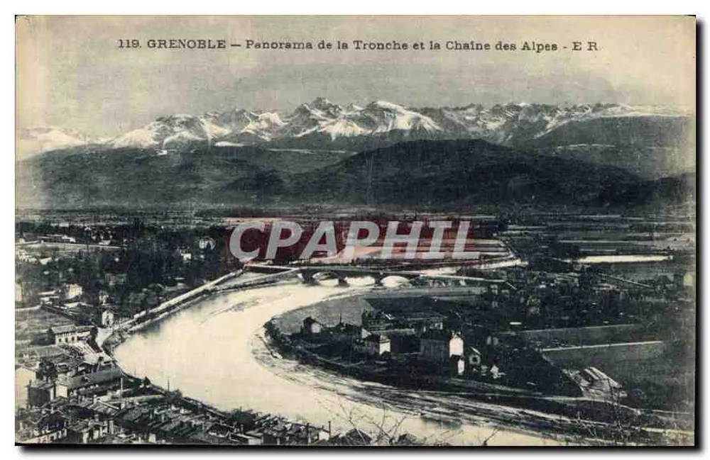 Grenoble — Panorama der Tronche und der Alpenkette — E R - Vorderseite