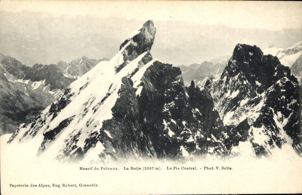 Massiv des Pelvoux — La Meije (3987 m), Le Pic Central — Foto von V. Sella — Papeterie des Alpes, Eug. Robert, Grenoble - Vorderseite