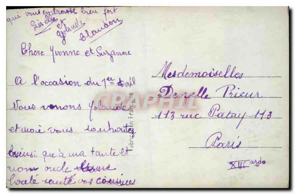 Jovem mulher em traje de pescadora — Blevet Paris 318 - Verso