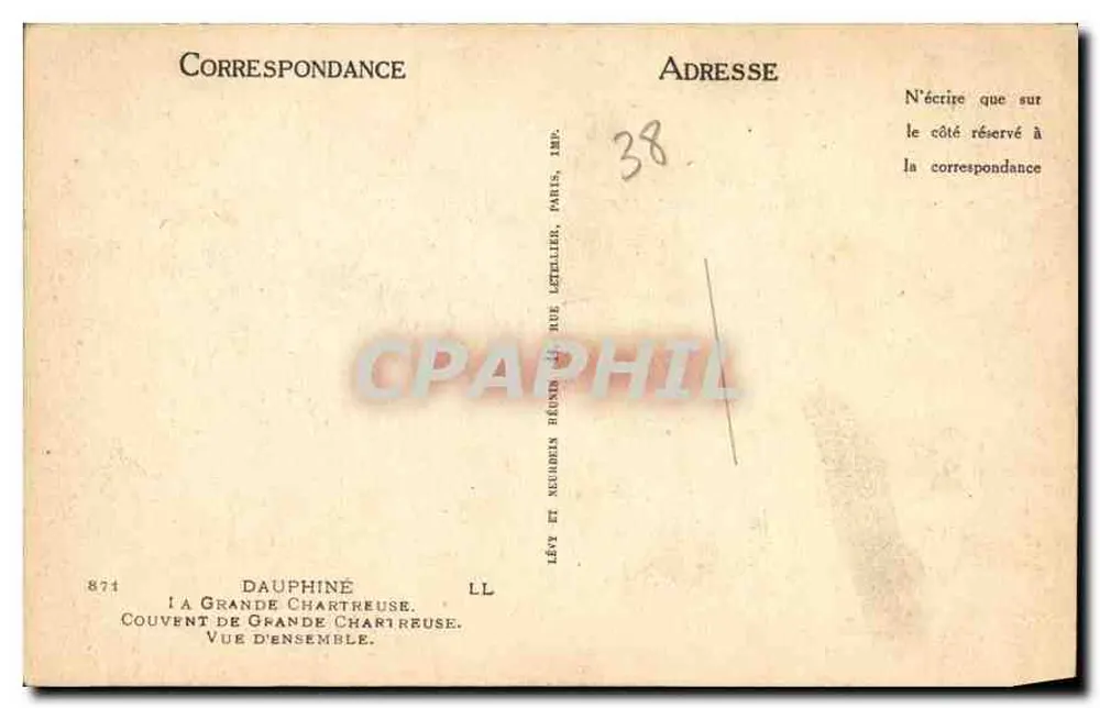 La Grande Chartreuse — Vue d'ensemble — Lévy et Neudorff, imp. Paris - Verso