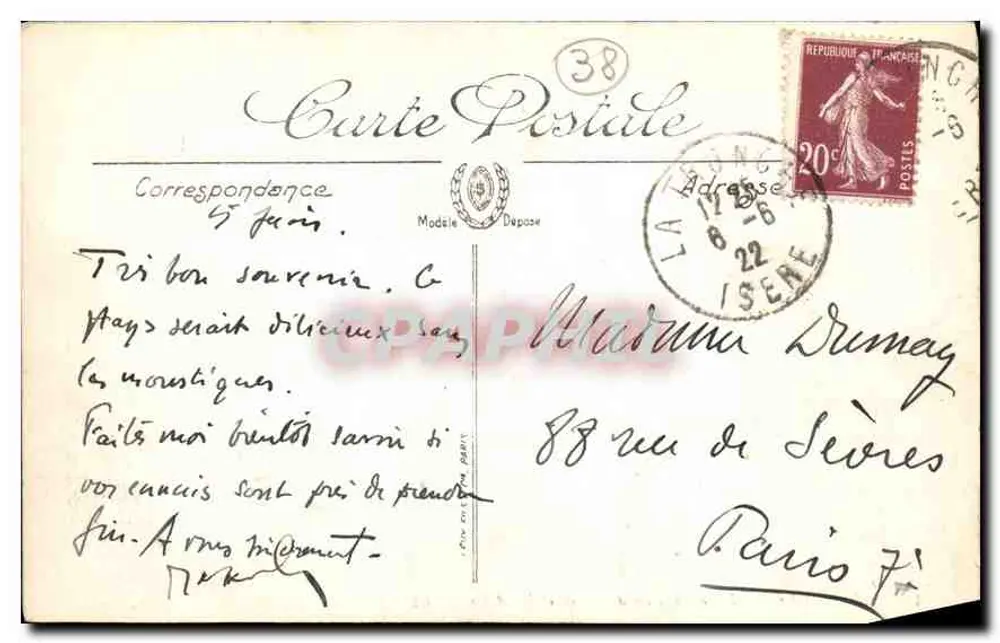 Grenoble — Die Isère bei Île d'Amour und die Alpen — LL - Rückseite