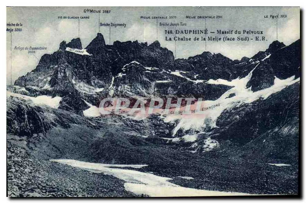 La Chaîne de la Meije (Südseite) — Massif du Pelvoux — E.R. — Verlag E.R. Nr. 740 - Vorderseite