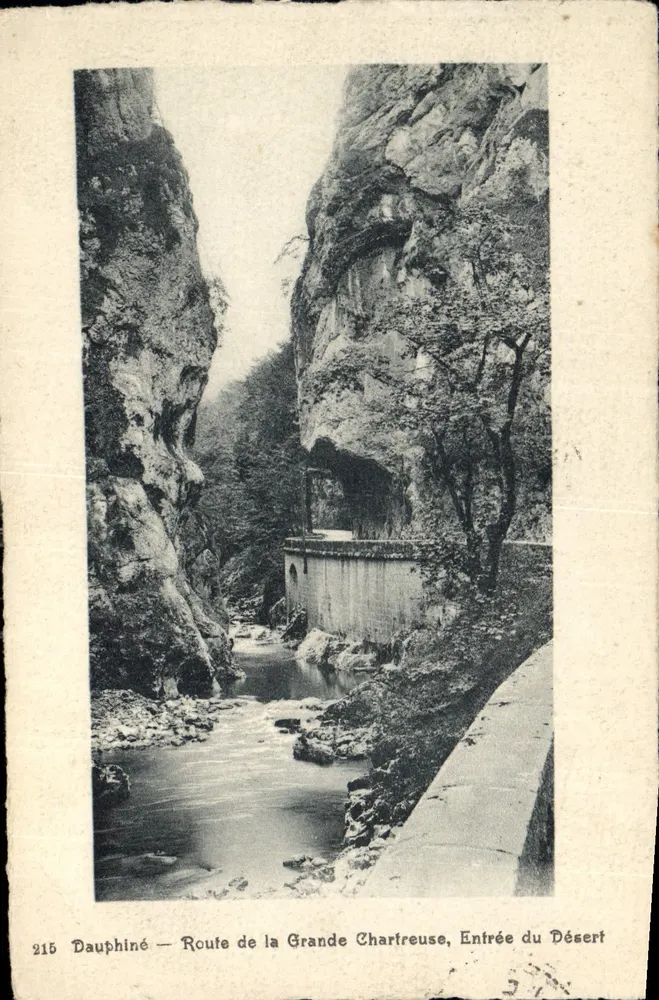 Dauphiné — Route de la Grande Chartreuse, Eingang zum Wüste — Papeterie des Alpes, Eug. Robert, Grenoble - Vorderseite