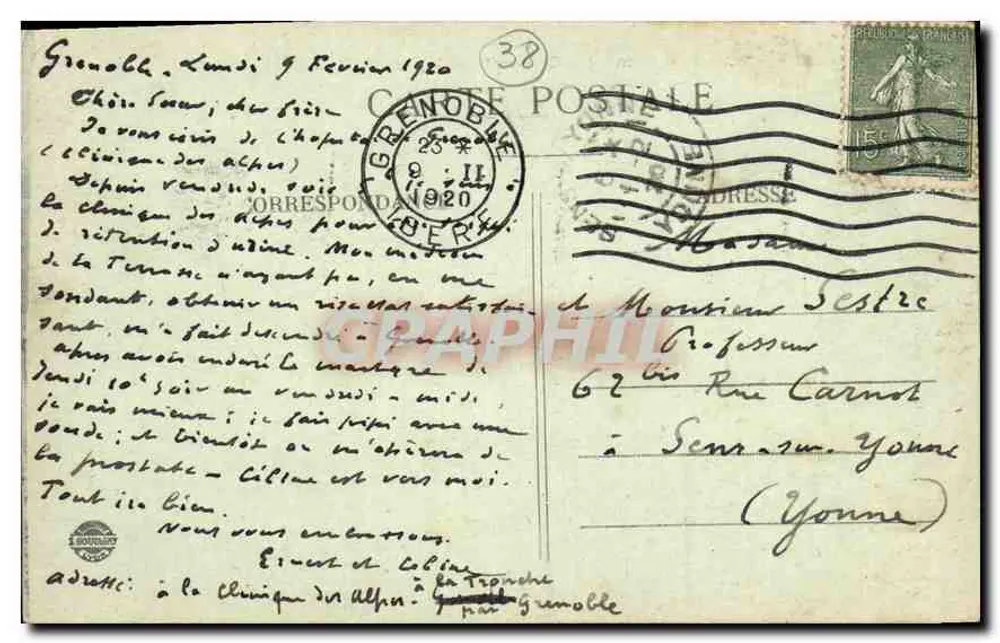 Grenoble — Panorama der Quais und der Alpen — E.R. Nr. 109 - Rückseite