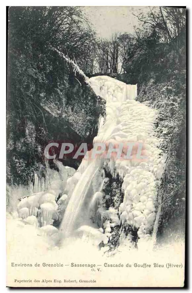 Um Grenoble — Sassenage — Wasserfall des Gouffre Bleu (Winter) — Papeterie des Alpes Eug. Robert, Grenoble - Vorderseite