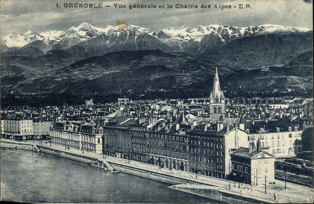 Grenoble — Allgemeiner Blick und die Kette der Alpen — E.R. - Vorderseite