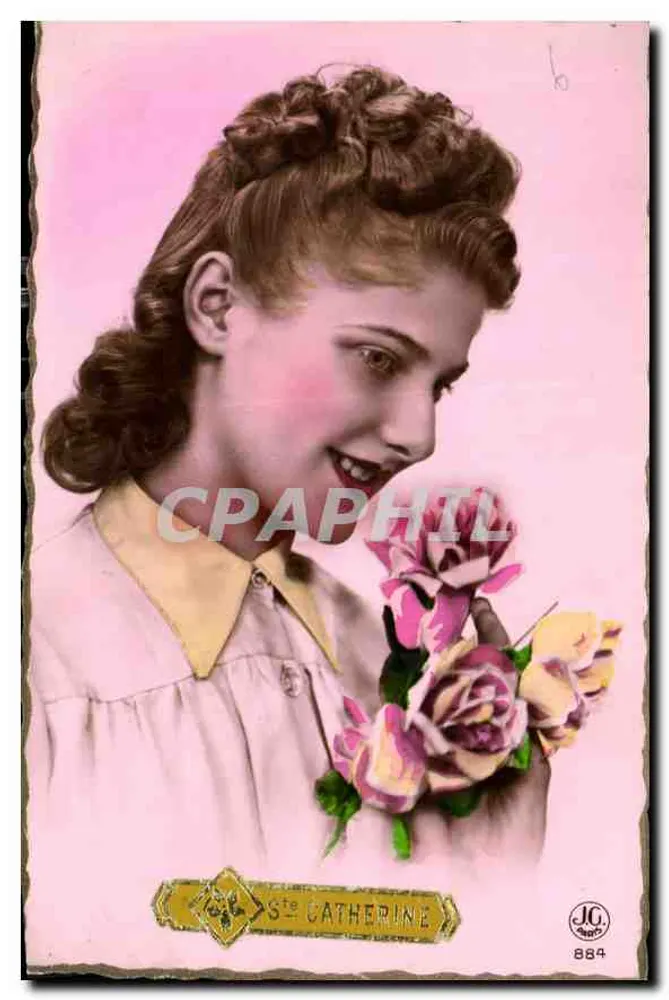 Santa Catarina — jovem com rosas — JC 884 - Frente